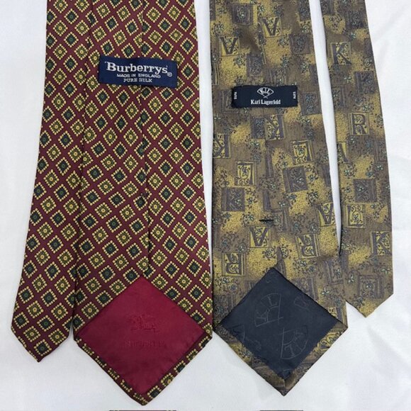 Set: 2 Neckties Burberry Paisley  & Karl  Linger Paris+1Burberry Handkerchief(53 - Picture 6 of 16